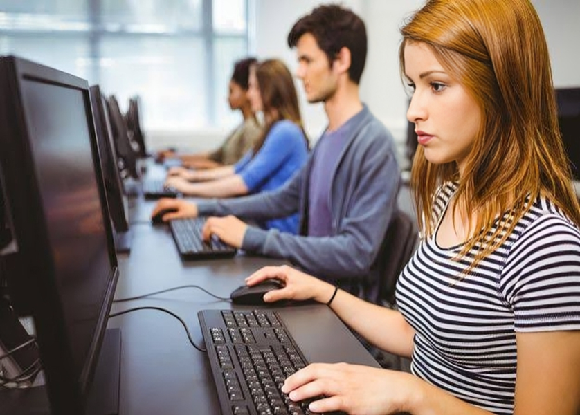 Students working at computers